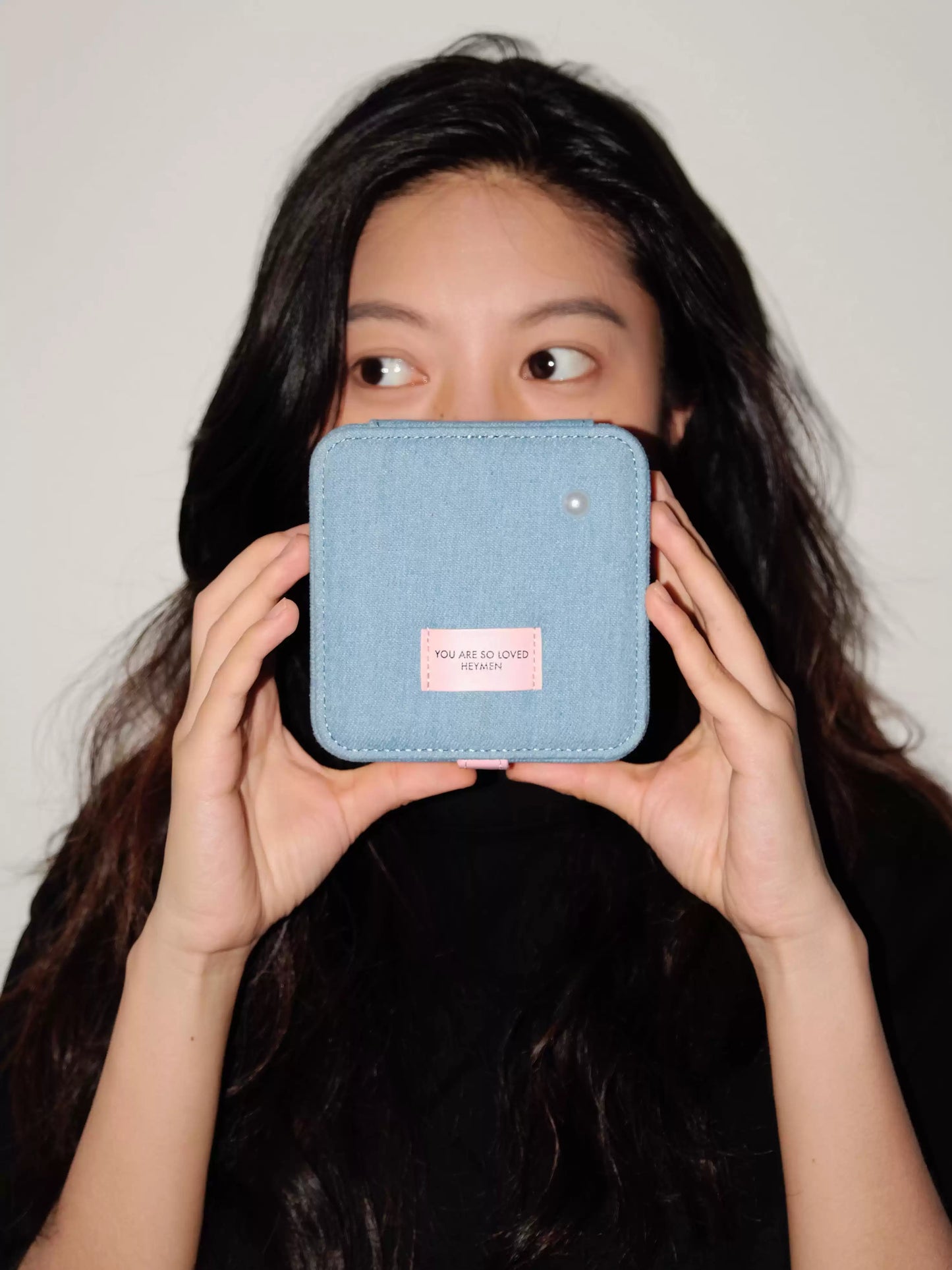 {heym}You Are a Treasure — Pearl-Embellished Denim Travel Jewelry Case