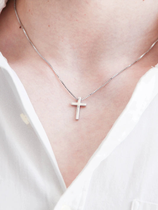 {heym}Minimalist Polished Cross — 925 Sterling Silver Necklace