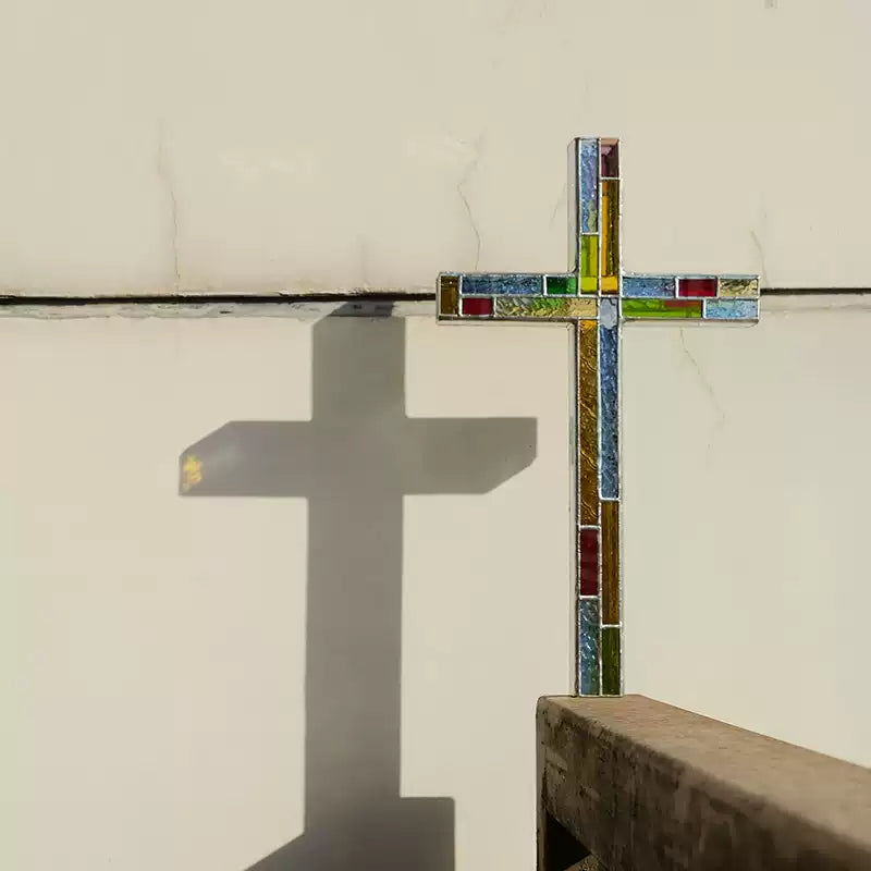 {FL Chasing Light Collection}28 Steps Cross — Handcrafted Art Glass Wall Hanging