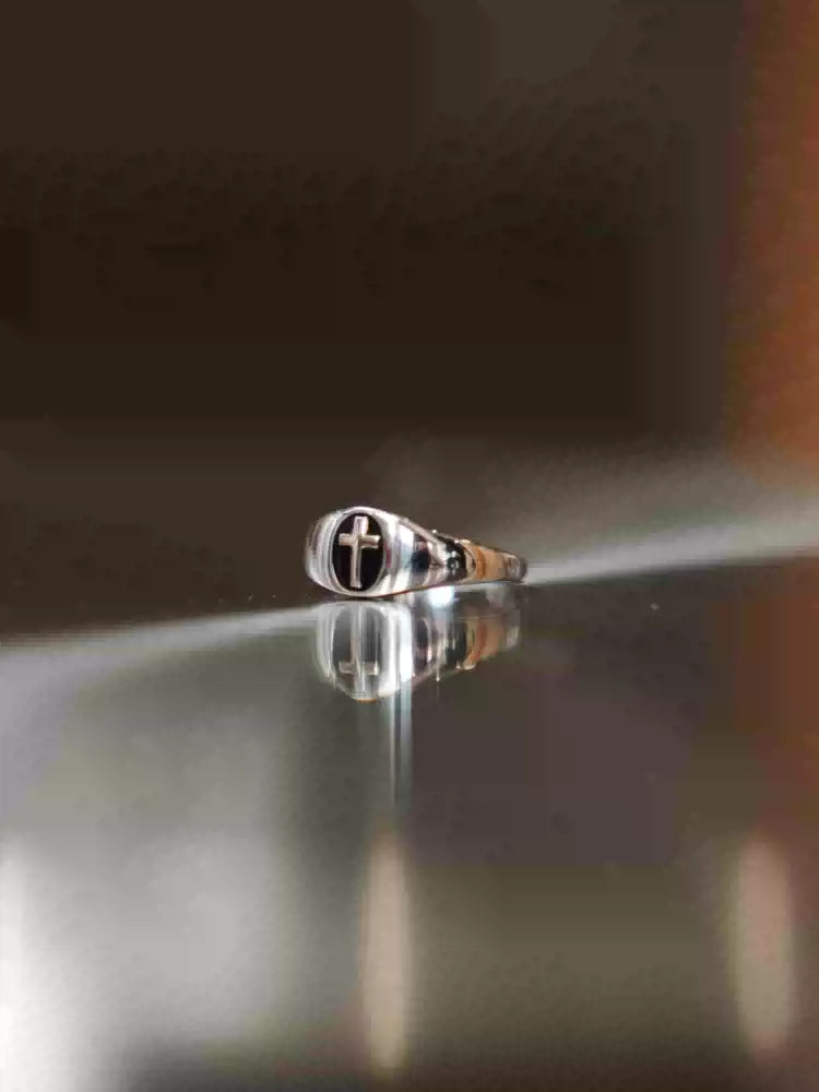 {heym}Dark Glory — Minimalist Cross Unisex Thick Sterling Silver Ring