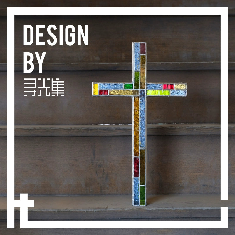 {FL Chasing Light Collection}28 Steps Cross — Handcrafted Art Glass Wall Hanging