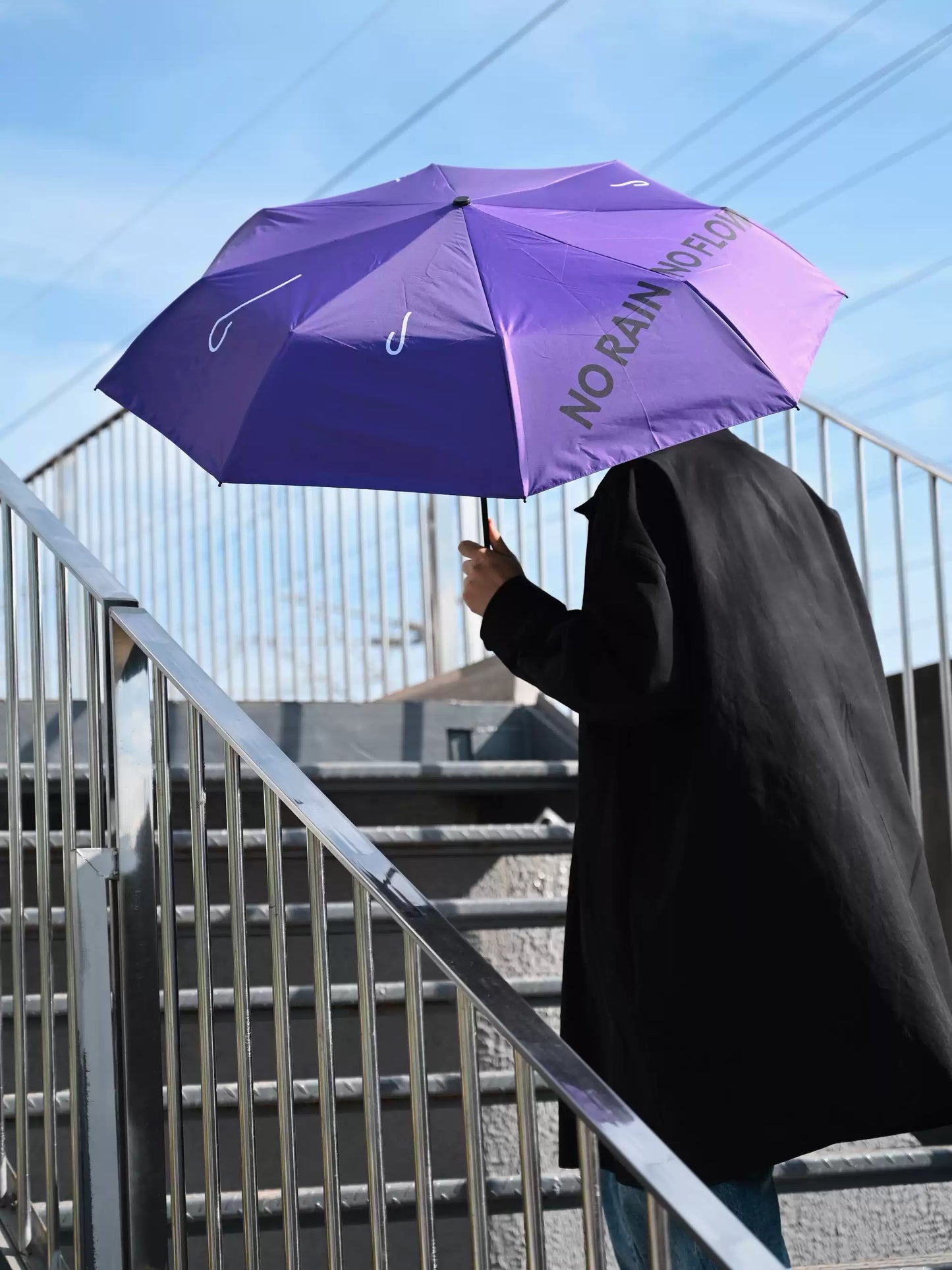 {heym}No Rain, No Flowers — Hand-Painted Raindrop UV Umbrella (Lavender)