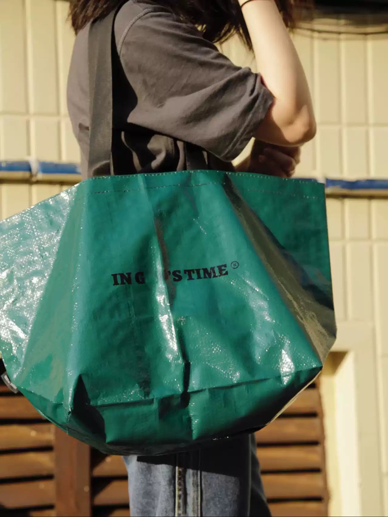 {heym}In His Time — Woven Big Green Eco Shopping Tote