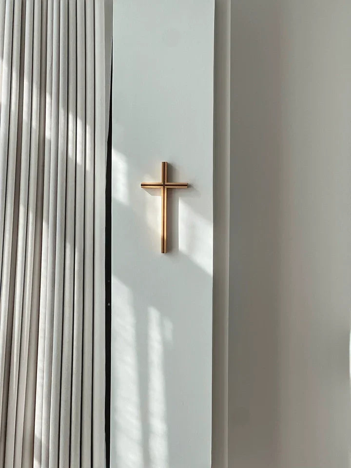{Rustic Grace}Oak black walnut splicing cross pendant wall decoration simple home living room