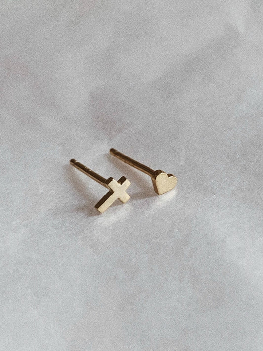 {heym}He is Love — Asymmetrical Gold-Plated Sterling Silver Studs