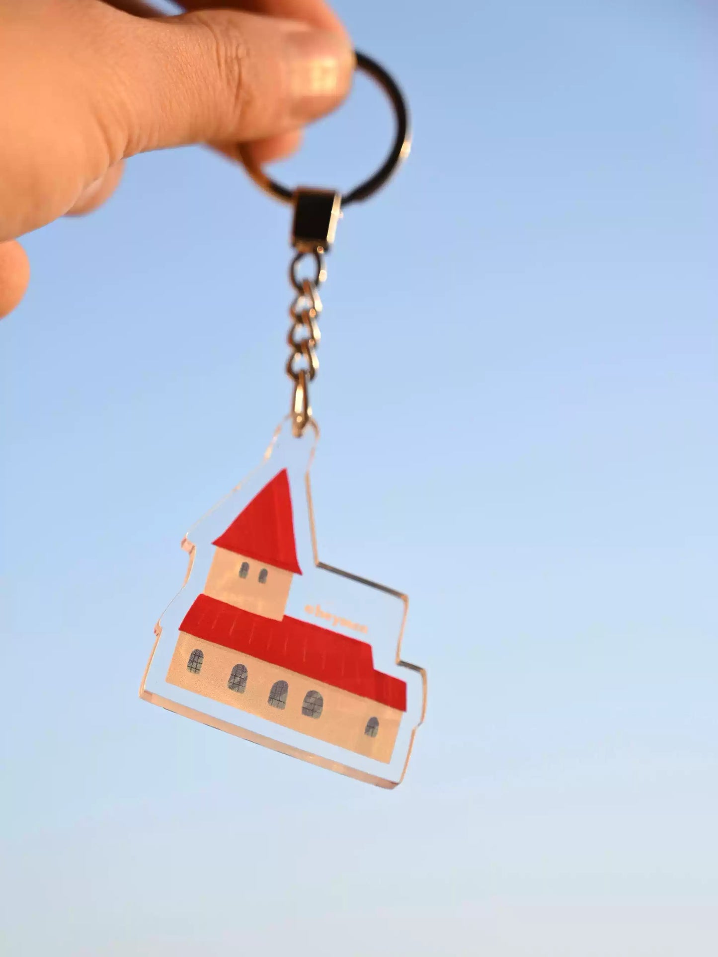 {heym}Our Home — Iceland Red Roof Cottage Acrylic Keychain