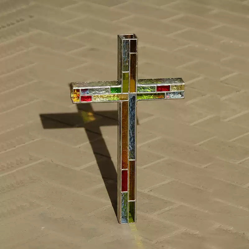 {FL Chasing Light Collection}28 Steps Cross — Handcrafted Art Glass Wall Hanging