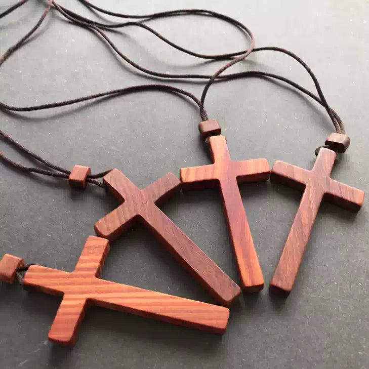 {Wisdom Keepsakes} Wooden Cross Necklace — Casual Unisex Long Chain | Wear or Hang in Car