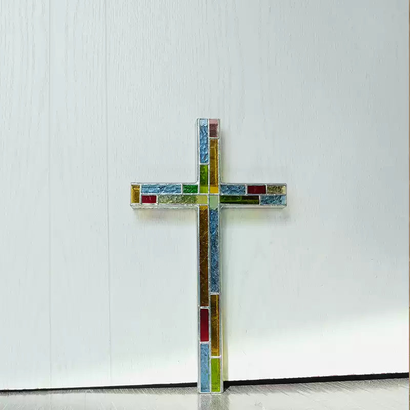 {FL Chasing Light Collection}28 Steps Cross — Handcrafted Art Glass Wall Hanging
