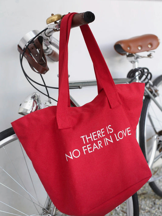 {heym}“There is No Fear in Love” — Oversized Red Canvas Tote