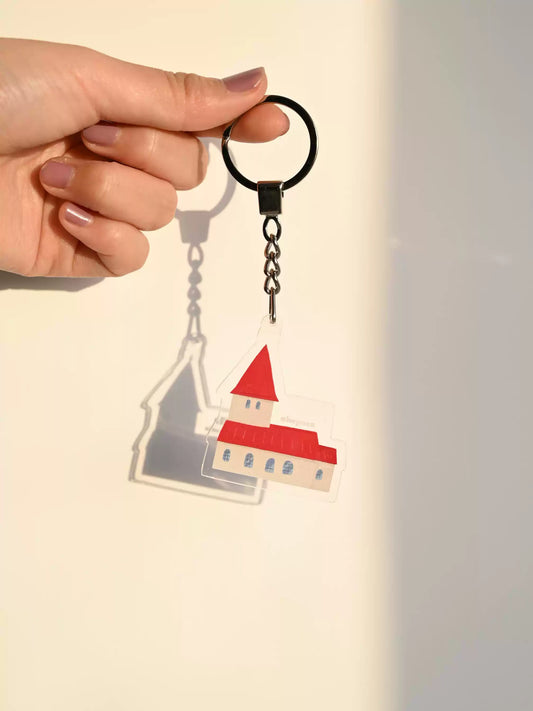 {heym}Our Home — Iceland Red Roof Cottage Acrylic Keychain