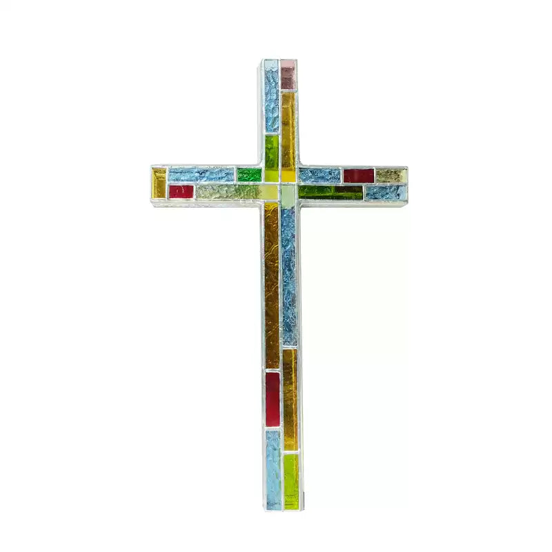 {FL Chasing Light Collection}28 Steps Cross — Handcrafted Art Glass Wall Hanging