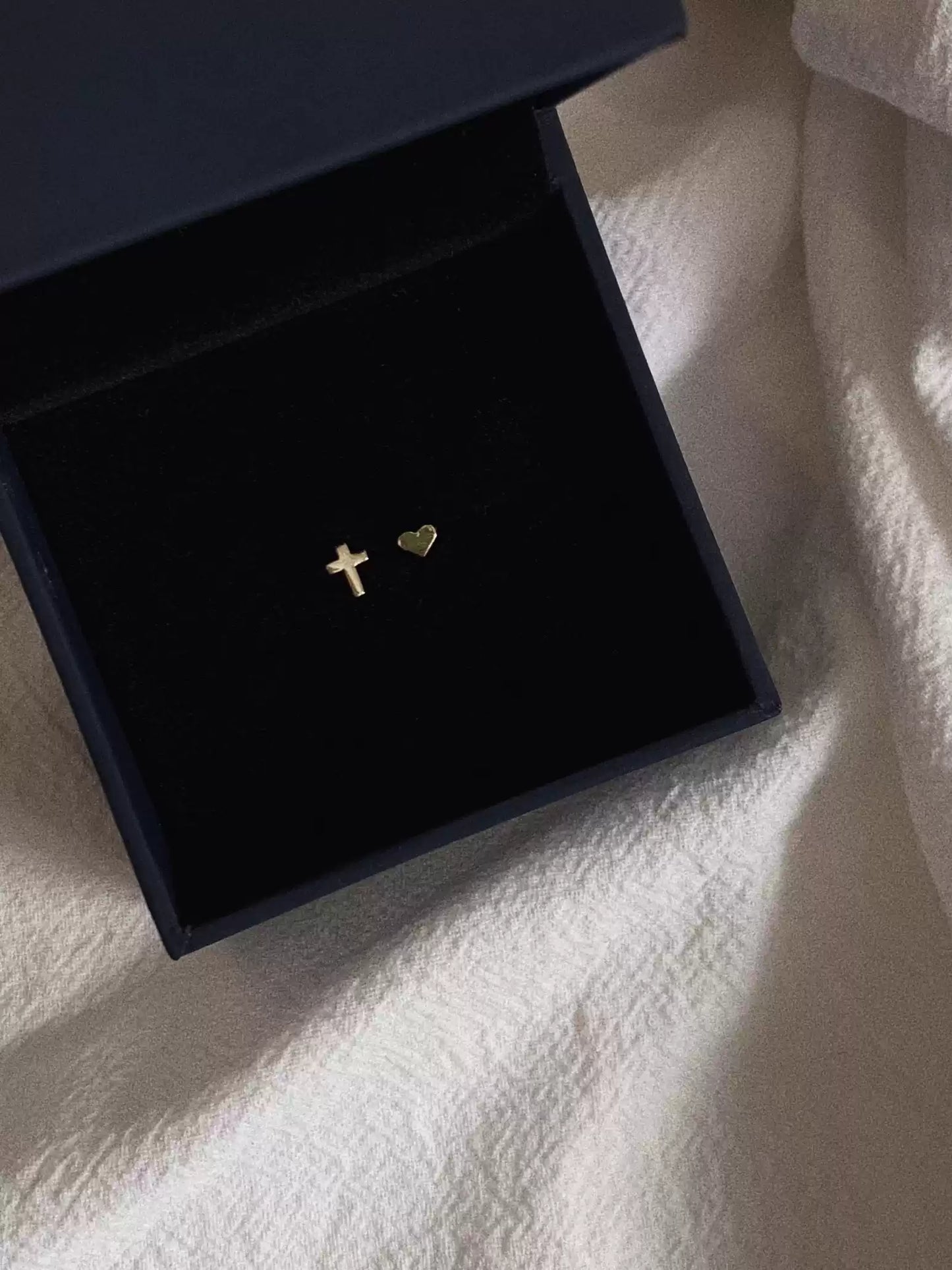{heym}He is Love — Asymmetrical Gold-Plated Sterling Silver Studs