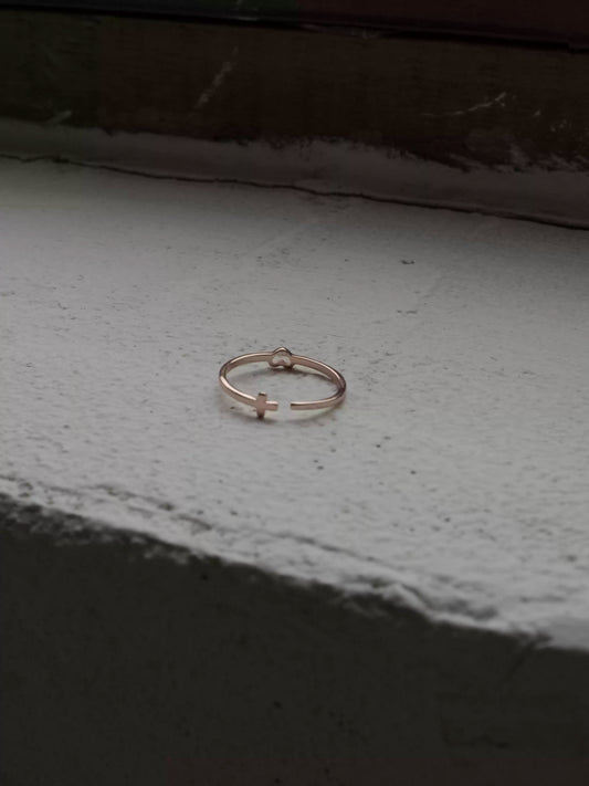 {heym}He is Love — Double-Sided Rose Gold-Plated Silver Ring
